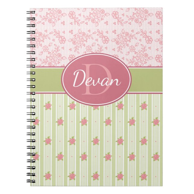 Personalised Lace & English Garden Notebook (Front)