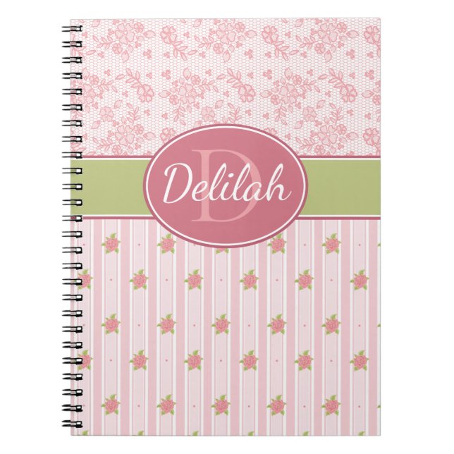 Personalised Lace & English Garden Notebook (Front)
