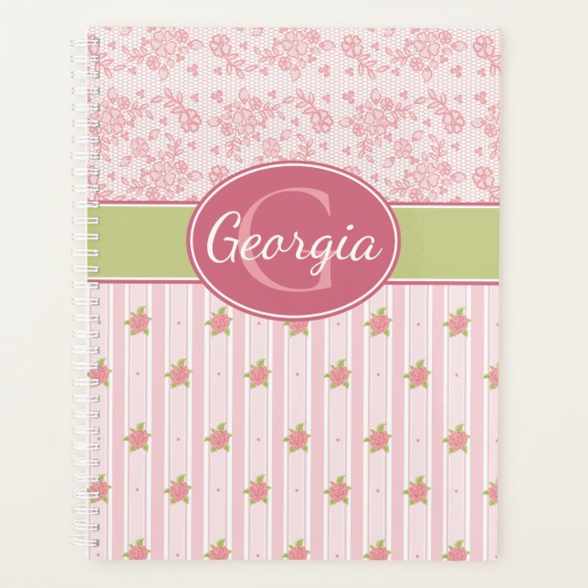 Personalised Lace & English Garden Planner (Front)