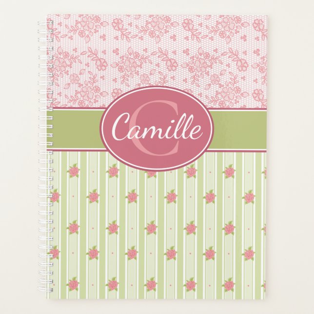 Personalised Lace & English Garden Planner (Front)