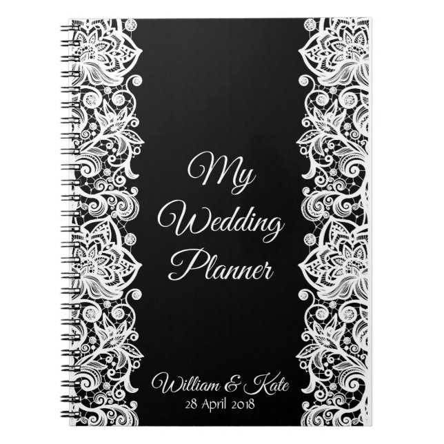 Personalised Lace Wedding Planner Notebook (Front)