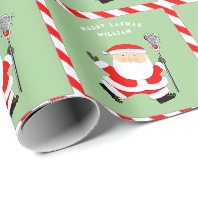 Personalised Lacrosse Christmas Gift Wrapping Paper (Roll Corner)