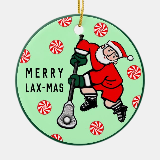 Personalised Lacrosse Collectable Ceramic Tree Decoration (Front)