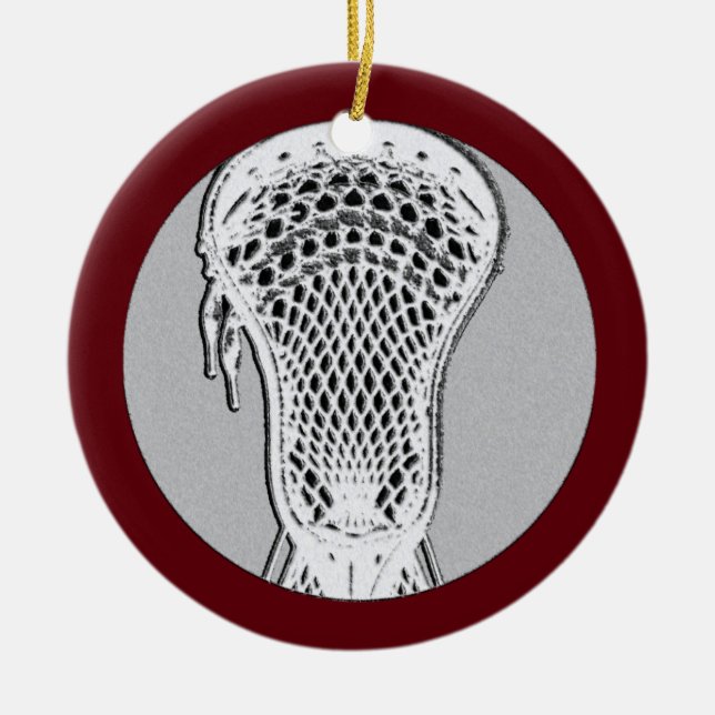Personalised Lacrosse Collectable Ceramic Tree Decoration (Front)