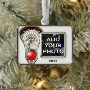 Personalised Lacrosse Collectable Silver Plated Framed Ornament