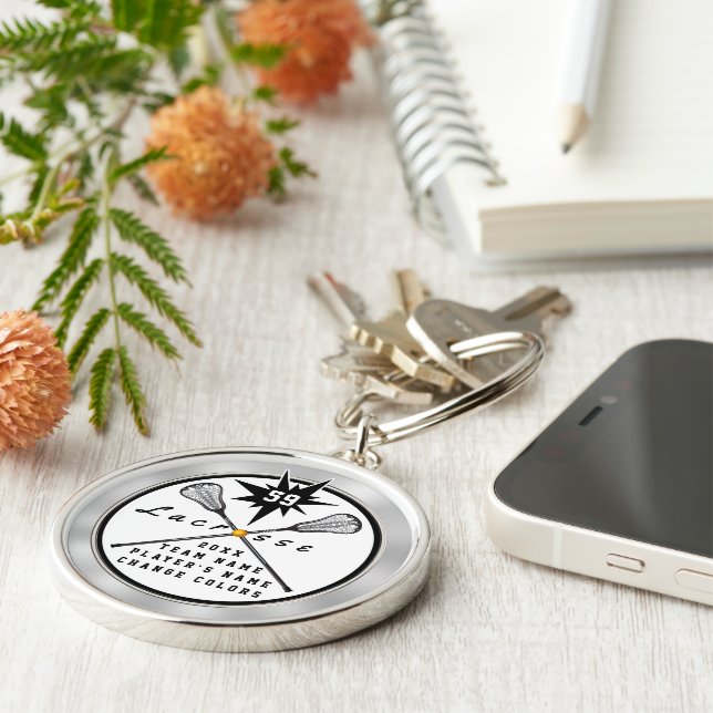 Personalised Lacrosse Gifts for Seniors or Team Key Ring (Side)
