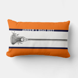 Personalised Lacrosse Gifts Orange Lumbar Pillow