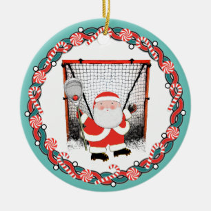 Personalised Lacrosse Goalie Christmas Gift Ceramic Tree Decoration