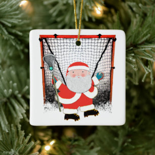 Personalised Lacrosse Holiday Gift Ceramic Ornament