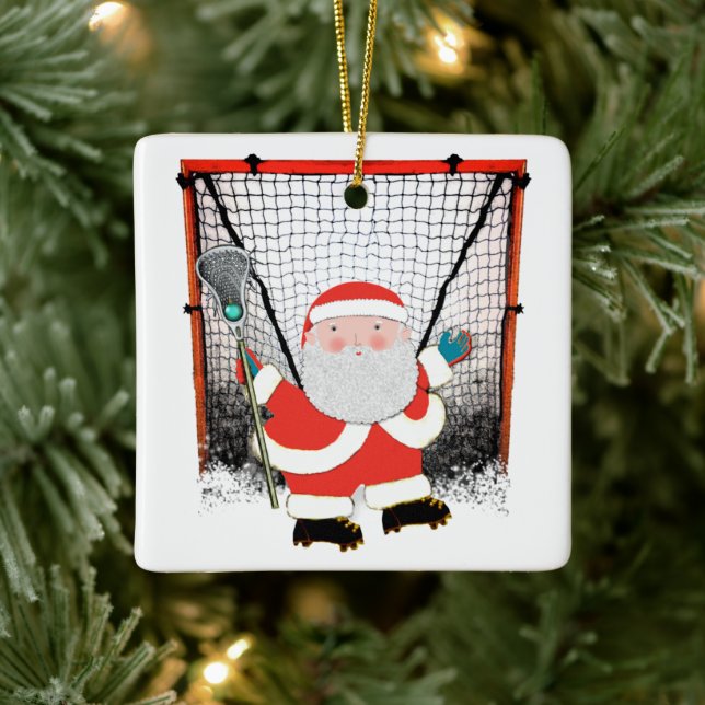 Personalised Lacrosse Holiday Gift Ceramic Ornament (Tree)