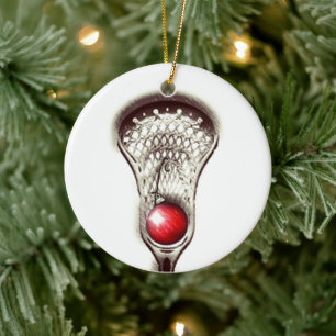 Personalised Lacrosse Holiday Gift Ceramic Tree Decoration