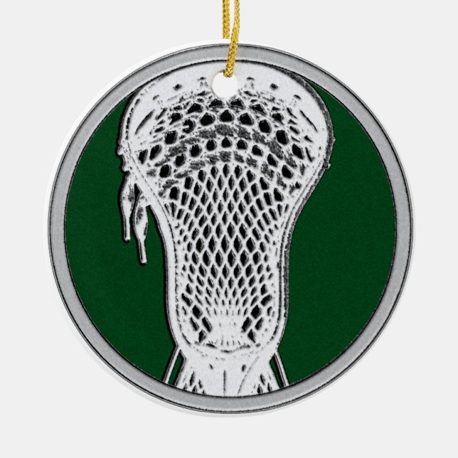personalised lacrosse keepsake ceramic tree decoration (Front)