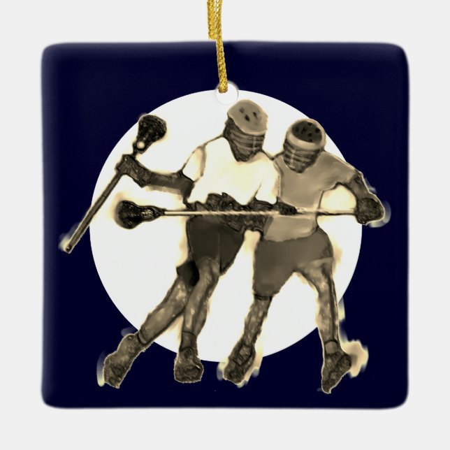 Personalised Lacrosse Keepsake Gift Ceramic Ornament (Front)