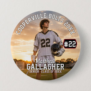 Personalised Lacrosse Photo Button