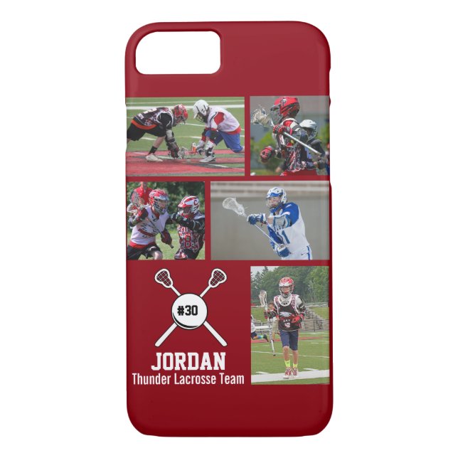 Personalised Lacrosse Photo Collage Name Number Case-Mate iPhone Case (Back)