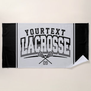 Personalised Lacrosse Player ADD NAME Team Number Beach Towel