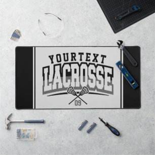 Personalised Lacrosse Player ADD NAME Team Number Desk Mat