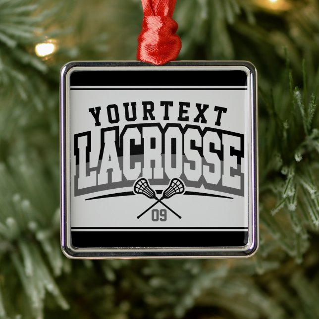 Personalised Lacrosse Player ADD NAME Team Number Metal Tree Decoration (Tree)