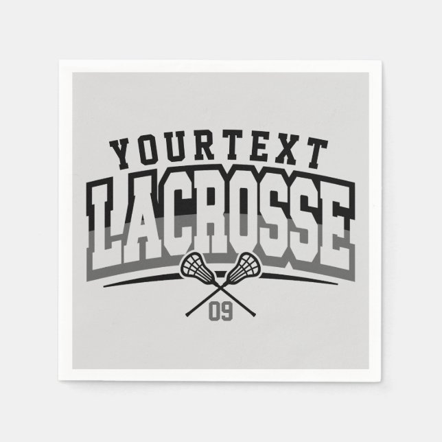 Personalised Lacrosse Player ADD NAME Team Number Napkin (Front)