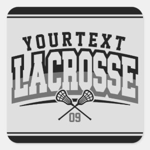 Personalised Lacrosse Player ADD NAME Team Number Square Sticker