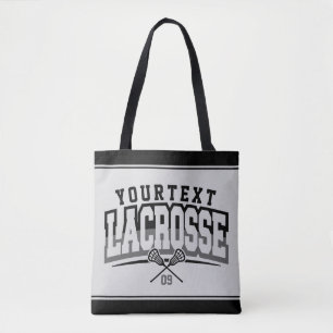 Personalised Lacrosse Player ADD NAME Team Number Tote Bag