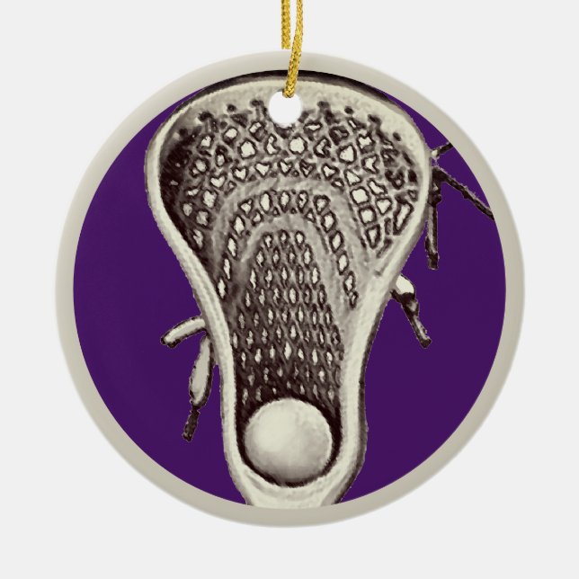 Personalised Lacrosse Player Collectable Ceramic Tree Decoration (Front)