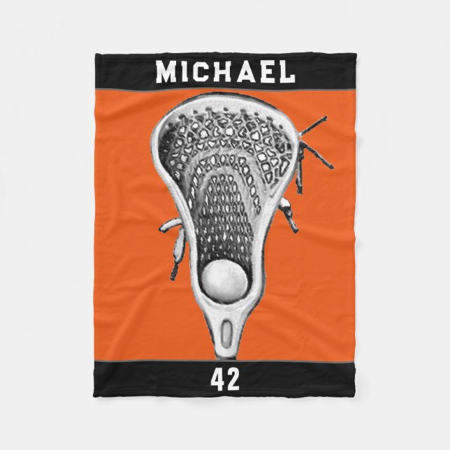 Personalised Lacrosse Player Fleece Blanket (Front)