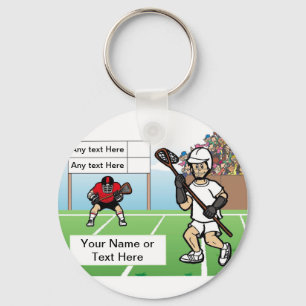 Personalised LaCrosse Player - Male Cartoon Key Ring