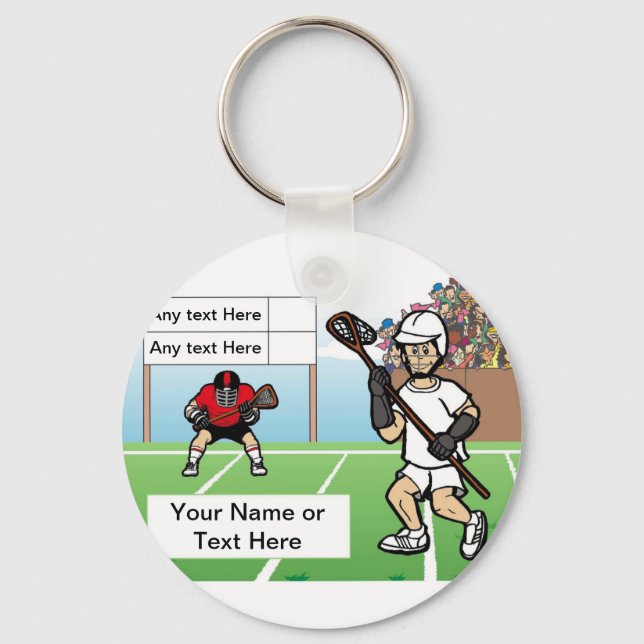 Personalised LaCrosse Player - Male Cartoon Key Ring (Front)