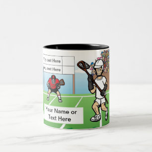Personalised LaCrosse Player - Male Cartoon Two-Tone Coffee Mug