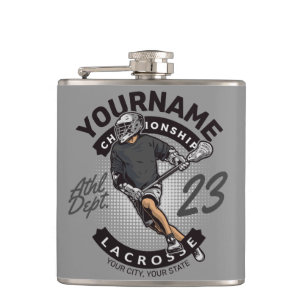 Personalised Lacrosse Player Sports Team Attack  Hip Flask