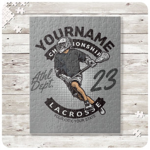 Personalised Lacrosse Player Sports Team Attack Jigsaw Puzzle