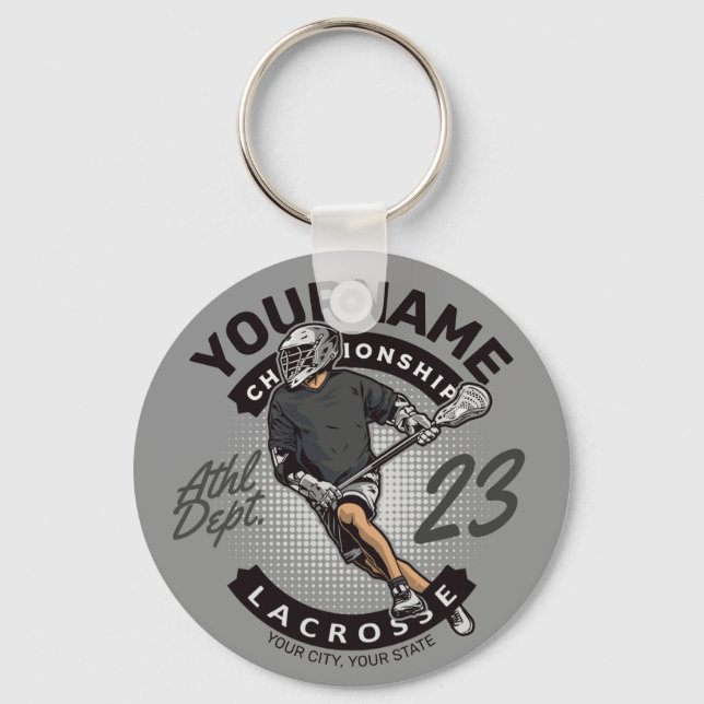 Personalised Lacrosse Player Sports Team Attack  Key Ring (Front)