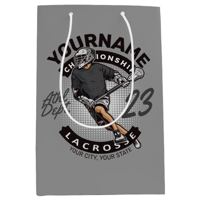 Personalised Lacrosse Player Sports Team Attack  Medium Gift Bag (Front)