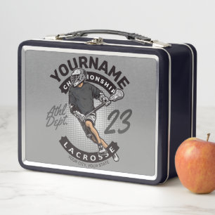 Personalised Lacrosse Player Sports Team Attack  Metal Lunch Box