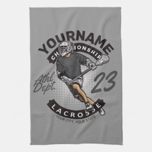 Personalised Lacrosse Player Sports Team Attack  Tea Towel