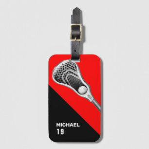 Personalised Lacrosse Red Luggage Tag