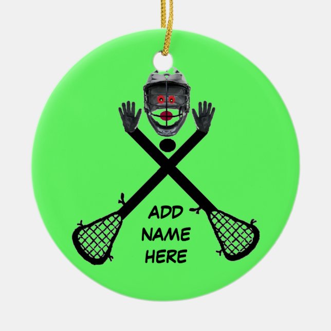 Personalised Lacrosse Star Ceramic Tree Decoration (Front)