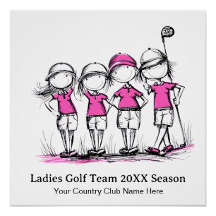 Personalised Ladies Golf Poster – Fun Cartoon