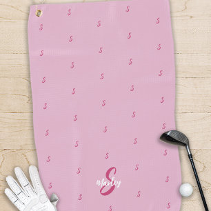 Personalised Ladies Pink Monogrammed Name Initial Golf Towel