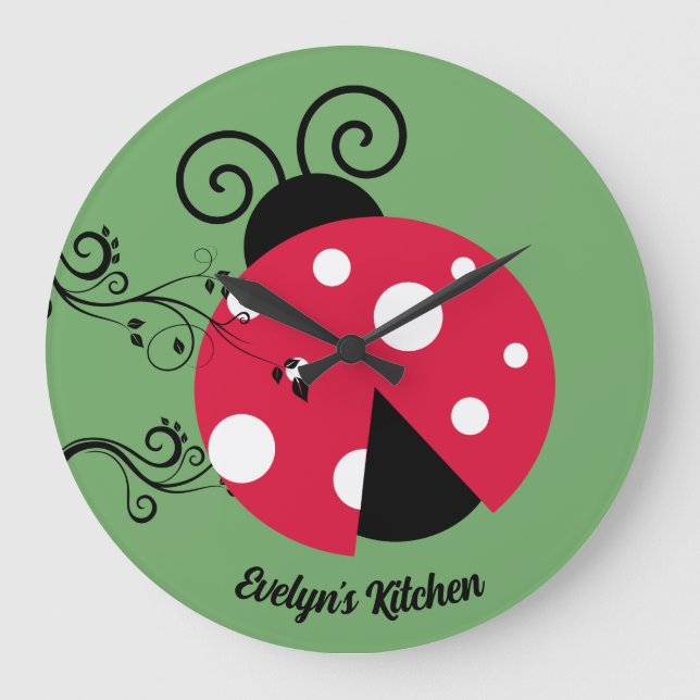 Personalised Lady Bug Kitchen Clock Ladybug (Front)