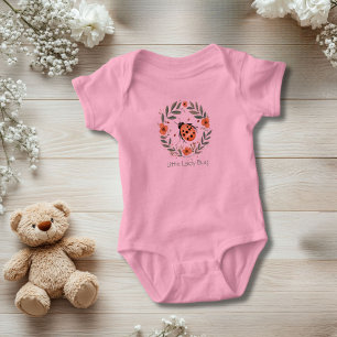 Personalised Lady Bug Watercolor Florals Gift Baby Bodysuit
