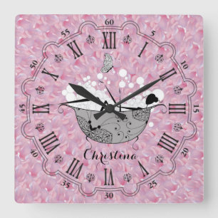 Personalised Lady in the Bath Square Wall Clock