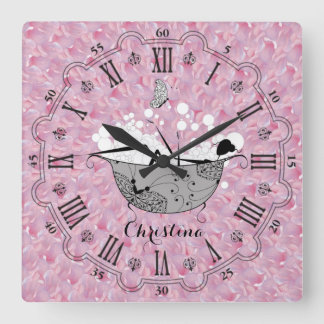 Personalised Lady in the Bath Square Wall Clock