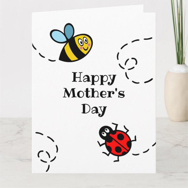 Personalised Ladybird + Bumblebee Mother's Day Card (Front)