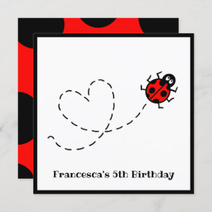 Personalised Ladybird Heart Pattern Invitation