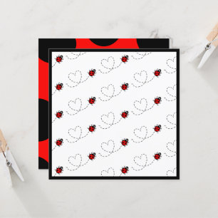 Personalised Ladybird Heart Pattern Invitation