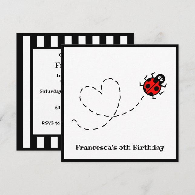 Personalised Ladybird Invitation (Front/Back)