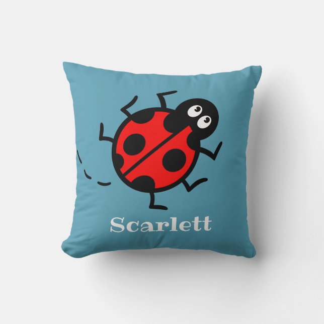Personalised Ladybird Pattern Cushion (Front)