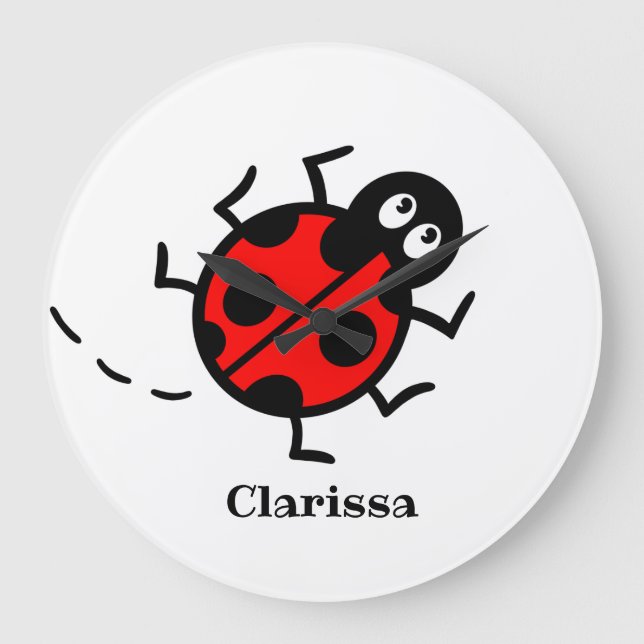 Personalised Ladybird Pattern Wall Clock (Front)